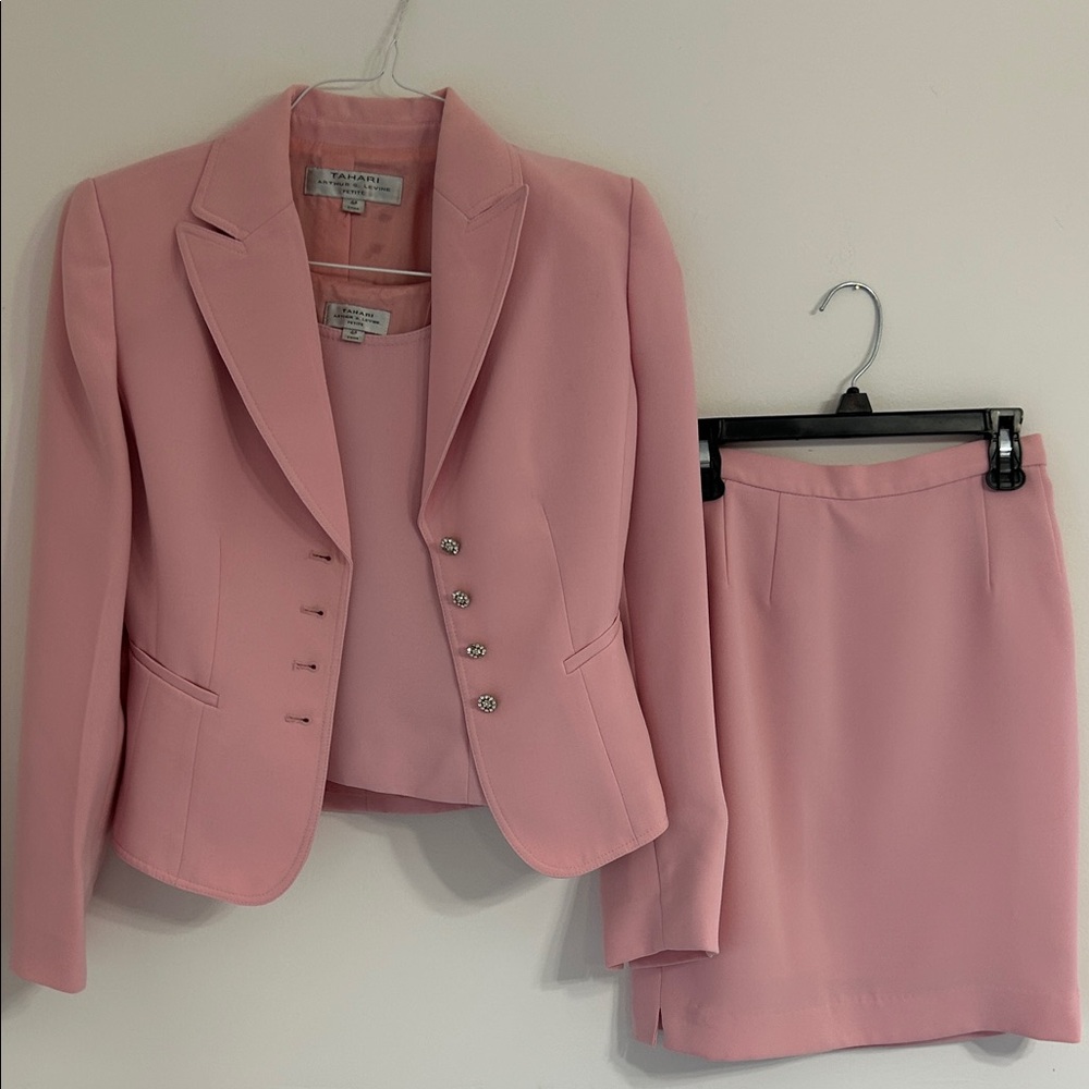 Tahari Pink Blazer and Skirt Set